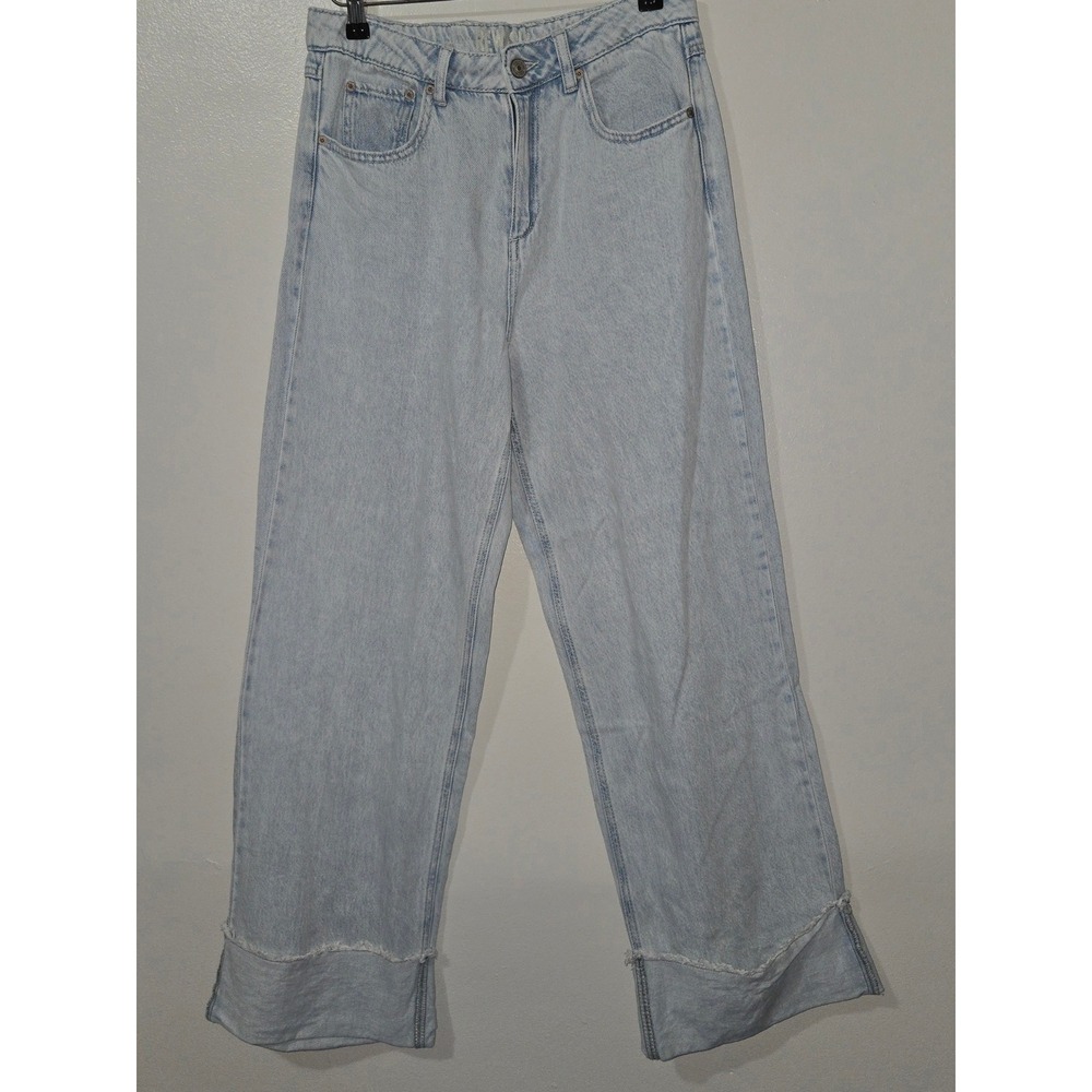 Rewash High Rise Wide Leg Light Wash Raw Hem Jeans Size 7 28 J28404C2W